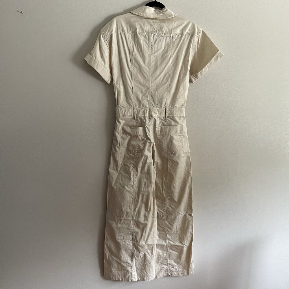 Zara Women XS Beige Cotton Relaxed Short Sleeve Wide Leg Cargo Jumpsuit NWOT - Picture 12 of 13
